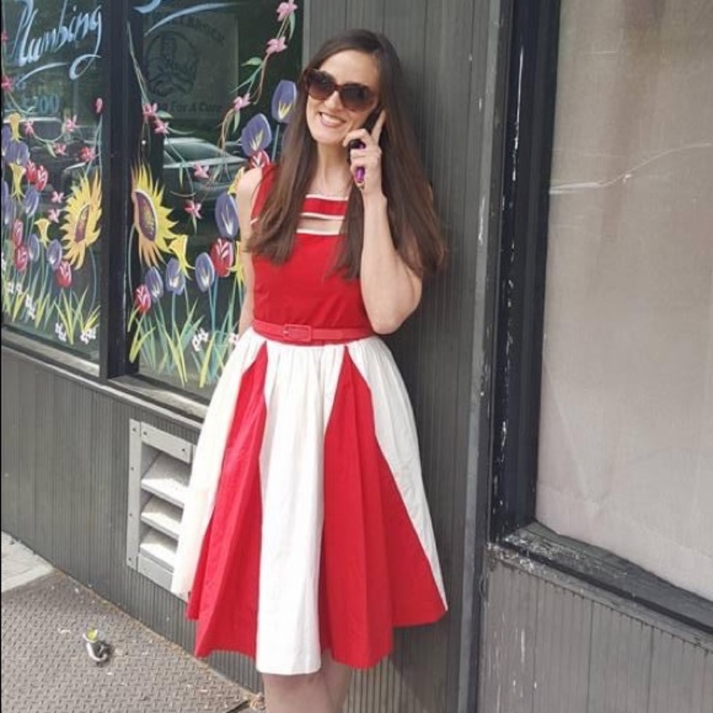Knee length 50s style dress